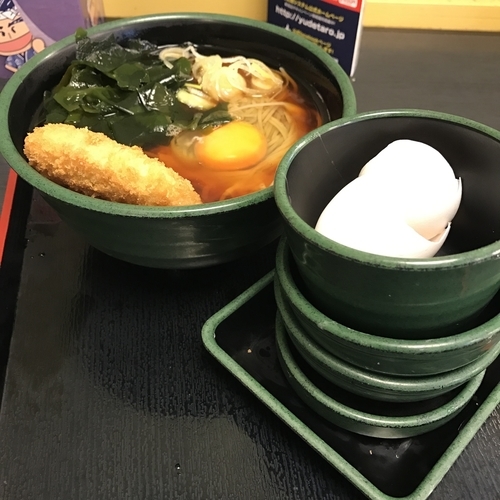 「朝そば（玉子）（￥330）＋コロッケ（クーポン）」@ゆで太郎 東五反田店の写真