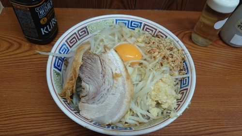 「小　汁無し　にんにくマシ」@ラーメン二郎 亀戸店の写真