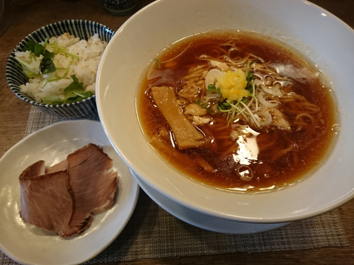 「鯛醤油そば(淡麗)＋みつ葉ご飯」@狐狸丸の写真