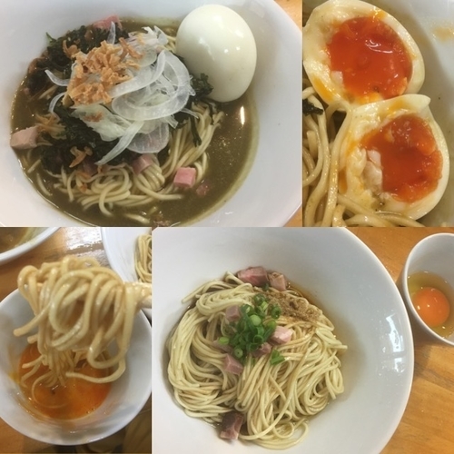 「まぜそば+味玉900円、和え玉+生卵250円」@煮干中華ソバ イチカワの写真