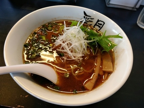 「和風ピリ辛醤油らーめん(並盛・130g・全粒粉)750円→0」@麺屋彩月の写真