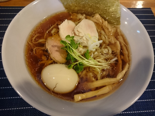 「特製中華そば(平打ち麺)」@中華蕎麦 はざまの写真