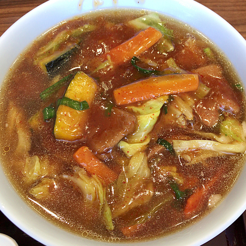 「スタミナホット（１玉）750円　ライス　110円」@我流食堂 シーサイドひたちなか店の写真