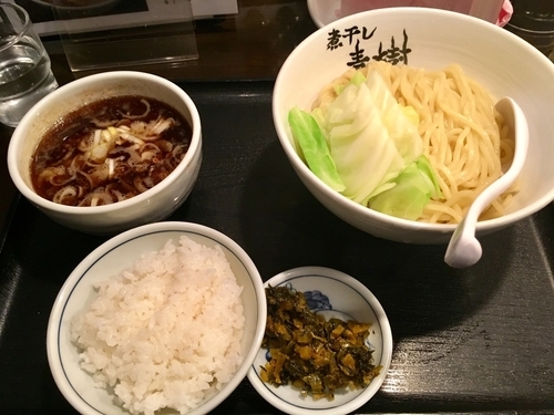 「黒こってりつけ麺 中 温盛 ¥850」@煮干しらーめん青樹 立川店の写真