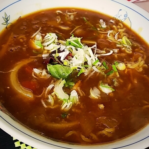 「カレーらーめん（アイスコーヒー付き）７５０円」@らーめん信来の写真