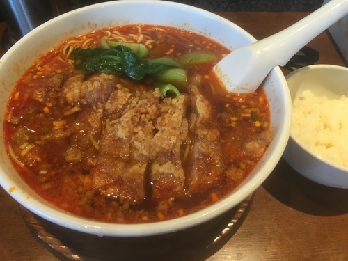 「排骨坦々めん 味濃い目 半ライス サービス ¥980」@らーめん 亜寿加の写真