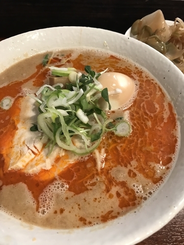 「坦々麺、サービスライス」@中華麺酒家 彩華の写真