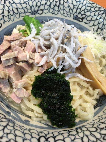 「【限定】しらすと生のりの山葵和えそば ご飯割り付き 冷やしバージ」@㐂九八 ～garage～の写真