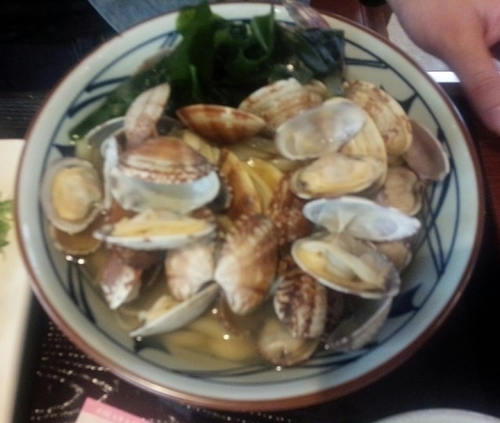 「春のあさりうどん（並）590円＆かしわ天140円」@丸亀製麺 山形店の写真