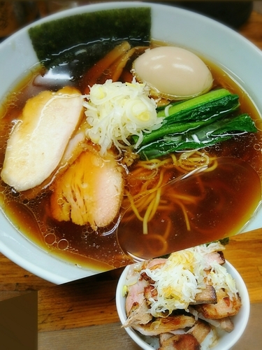 「味玉らーめん+肉米」@らぁめん 夢の写真