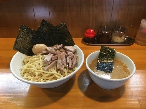 「チャーシューつけ麺 中盛300g＋海苔＋beer」@麺屋 永太の写真