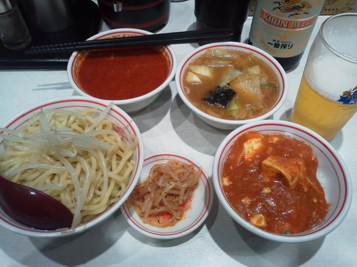 「ビールセット＋味噌スープ＋プチ蒙古丼」@蒙古タンメン 中本 川崎店の写真