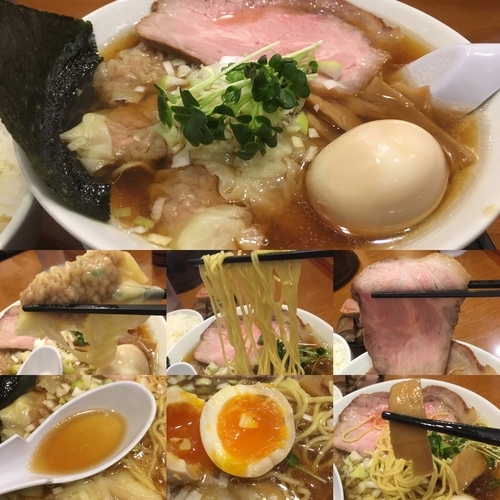 「ワンタン麺+半ライス／￥900+150」@稲荷屋の写真