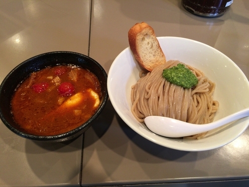 「海老トマトつけ麺肉入り」@つけ麺 五ノ神製作所の写真