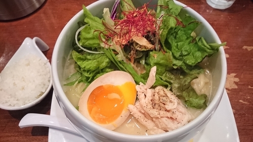 「鶏白湯塩そば(プチご飯付) 大盛」@鶏白湯麺 蔭山 高田馬場店の写真