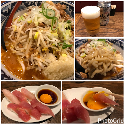 「【限定】クレイジーメニューゼロ番！ビントロの握りとラーメン」@ラーメンアキラの写真