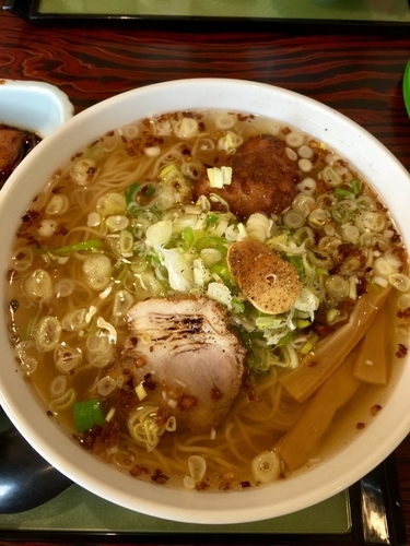 「セットメニュー半ソースかつ丼+さばだしラーメン@1,050円(大」@食堂きかくの写真