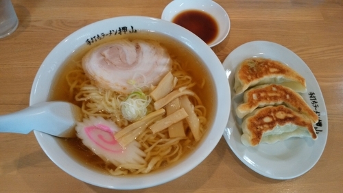「ラーメン大盛＋餃子3個」@佐野青竹手打ちラーメン 押山の写真