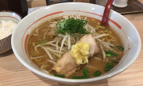 「スタミナ味噌＋ライス(780円＋120円)」@拉麺 大公 南太田本店の写真