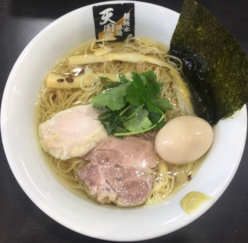 「鶏白醤油麺800円+味玉100円」@超純水採麺 天国屋の写真