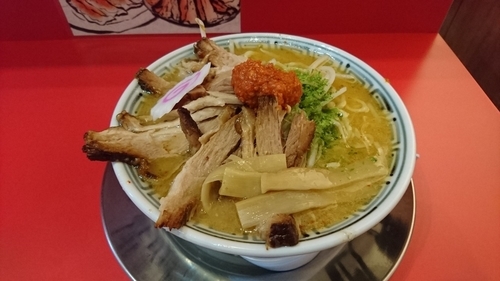 「からし味噌ちゃーしゅうめん+ちゃーしゅう飯」@ちゃーしゅうや武蔵 イオンモール日の出店の写真