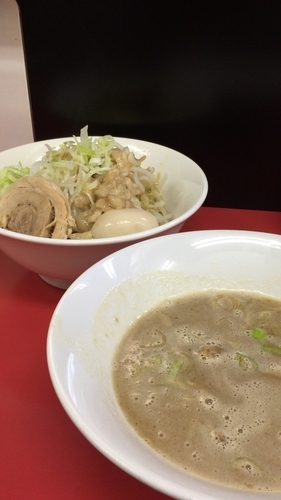 「つけ麺並＋味玉（野菜少・アブラネギマシマシ）」@ラーメン一心の写真