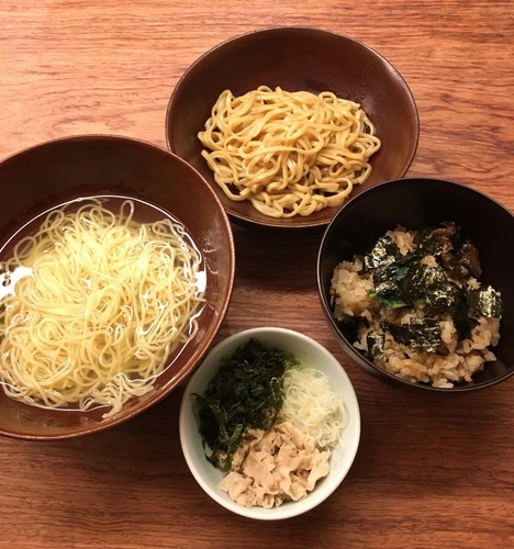 「澄まし麺 (半盛) & 醤油かけ麺 (半盛) (各￥500)」@澄まし麺ふくぼくの写真