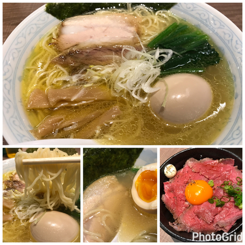「海の塩中華そば味玉 800円 ローストビーフ丼370円」@東大和ラーメン大冬樹Season2の写真