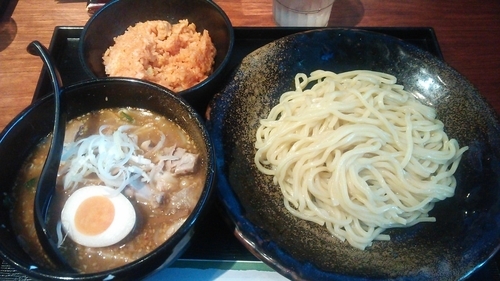 「味噌つけ麺+ミニチキンライス」@つけ麺 さとう 豊洲店の写真