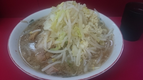「小ラーメン（730円）野菜・ニンニク」@ラーメン二郎 京急川崎店の写真
