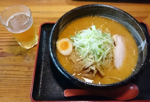 「もっけい味噌、餃子、ビール」@麺場 もっけいの写真