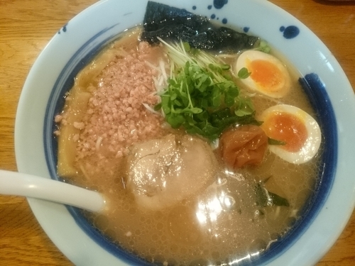 「【期間限定】梅鶏そば￥750＋半ライス￥100＝￥850」@麺屋 鶏口の写真