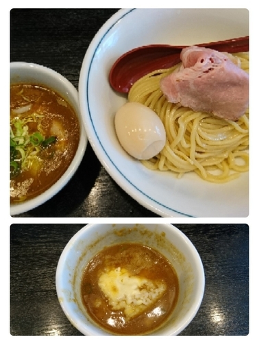 「特製鶏白湯濃厚カレーつけめん、チーズライス　1,200円」@雨ニモマケズの写真