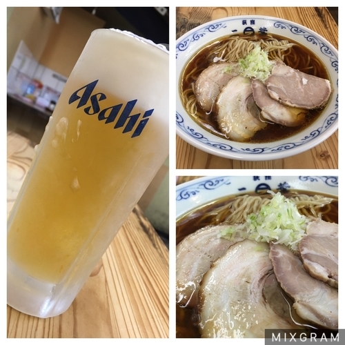 「生ビール中＋熟成中華そば」@二葉 上荻店の写真