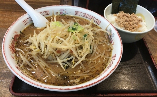 「からしタンメン＋そぼろごはん(700円＋300円)」@白河手打ラーメン かづ枝の写真