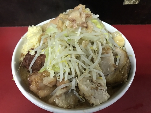 「海老 小ブタ増し ヤサイニンニクアブラ増し」@蓮爾 登戸店の写真