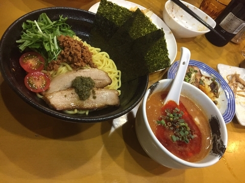 「【気まぐれ限定】辛熱ガーリックトマトチーズつけ麺」@麺屋 扇 SENの写真