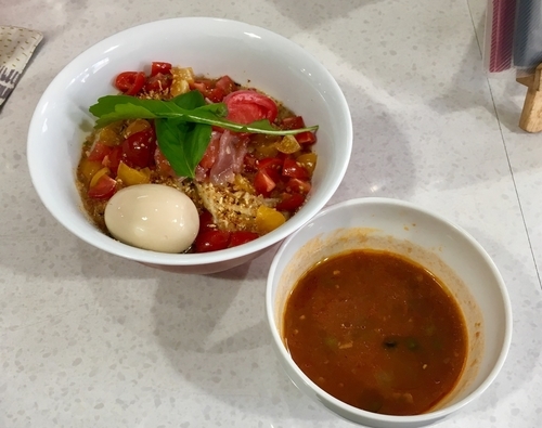 「6種類のトマトのイタリアンつけ麺【限定】1500円+味玉」@ラーメン星印の写真