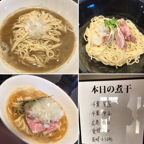 「かけそば（塩） ＆  あぶらそば（醤油）1,000円」@煮干乱舞の写真