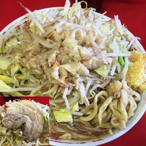 「小ラーメン（ニンニク，アブラ）＋生卵」@ラーメン二郎 仙台店の写真