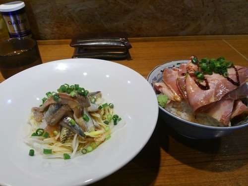 「いわしそば(390円)+チャーシュー丼(400円)」@寿製麺よしかわ 川越店の写真