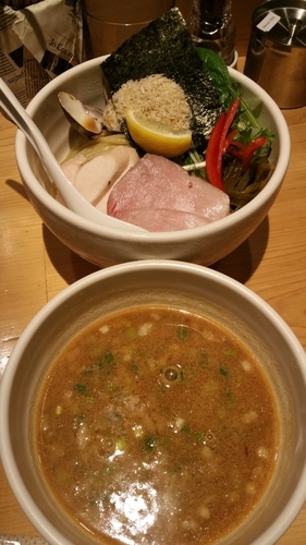 「鶏と蛤の濃厚つけ麺」@Ginza Noodles むぎとオリーブの写真