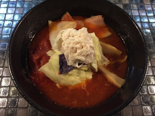 「海老トマトらーめん(880円)+焼きチーズ飯(200円)」@らーめん 五ノ神製作所の写真