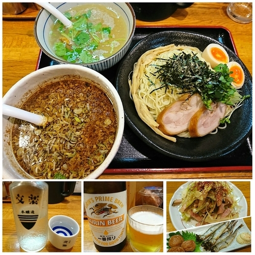 「【気まぐれ限定】合盛りつけ麺（黒鶏＆ホタテ）￥750」@麺屋 鶏口の写真
