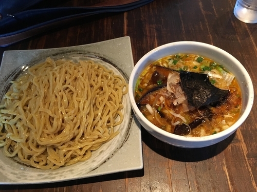 「肉なすつけそば(極太麺) ¥850」@麺酒場 なすびの写真