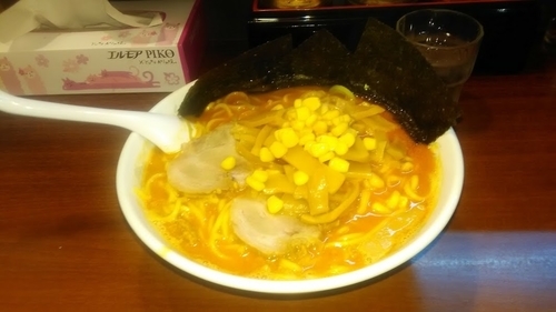 「赤みそらーめん＋大盛＋メンマ」@豚骨らーめん みうら家の写真