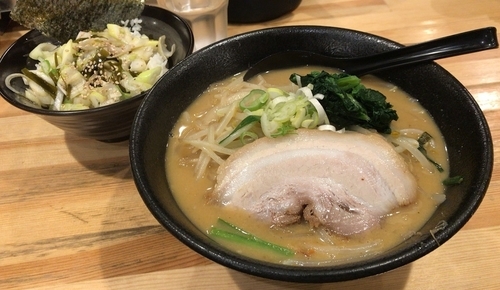 「味噌らーめん＋ねぎ飯(780円＋230円)」@ぼっけもんの写真