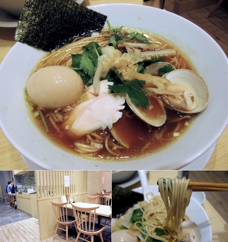 「鶏・煮干・蛤のトリプルSOBA 980円 + サービス味玉」@むぎとオリーブ 日本橋店の写真