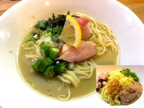 「【気まぐれ】冷薫牡蠣煮干そば（850円）＋替玉（300円）」@中華そば 先崎の写真