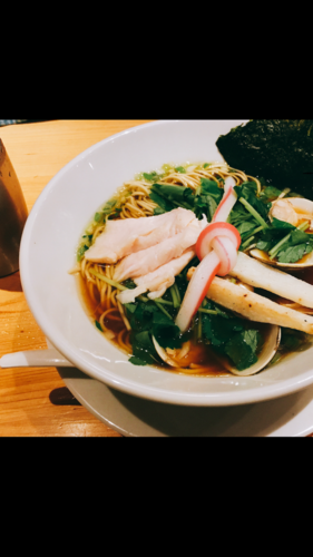 「鶏・煮干し・蛤のトリプルSOBA」@Ginza Noodles むぎとオリーブの写真